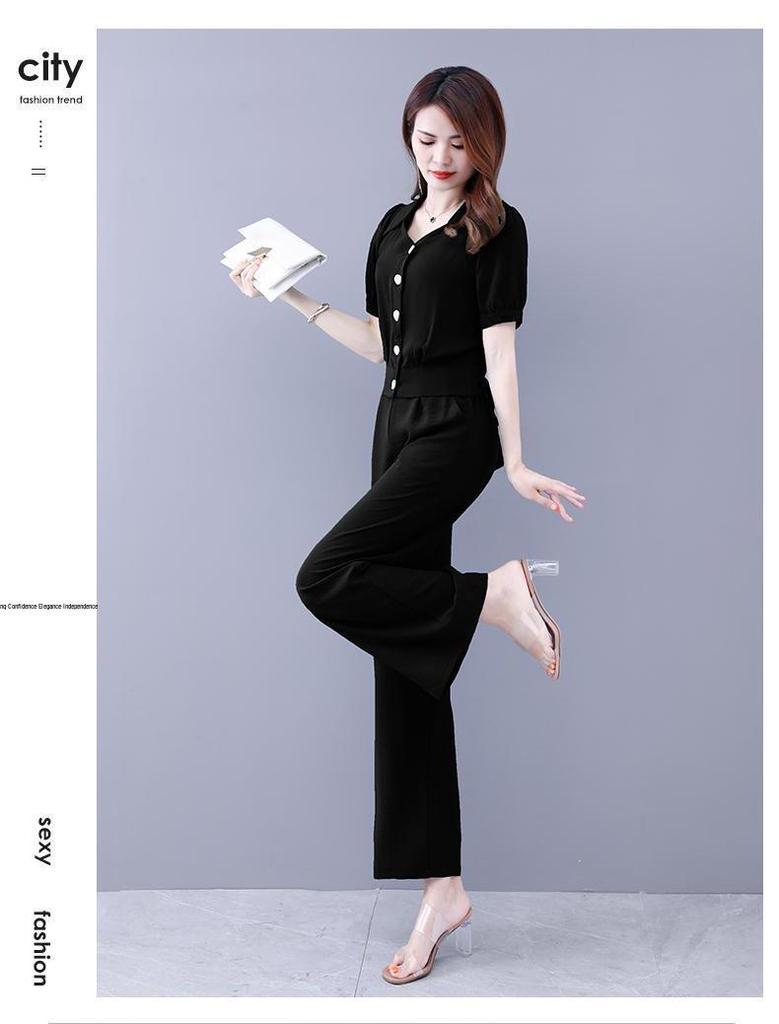 Trendiger Damen Chiffon Zweiteiler für Sommer 2025 - Stilvolles altersloses Hemd- und Hosen-Set für den Frühling