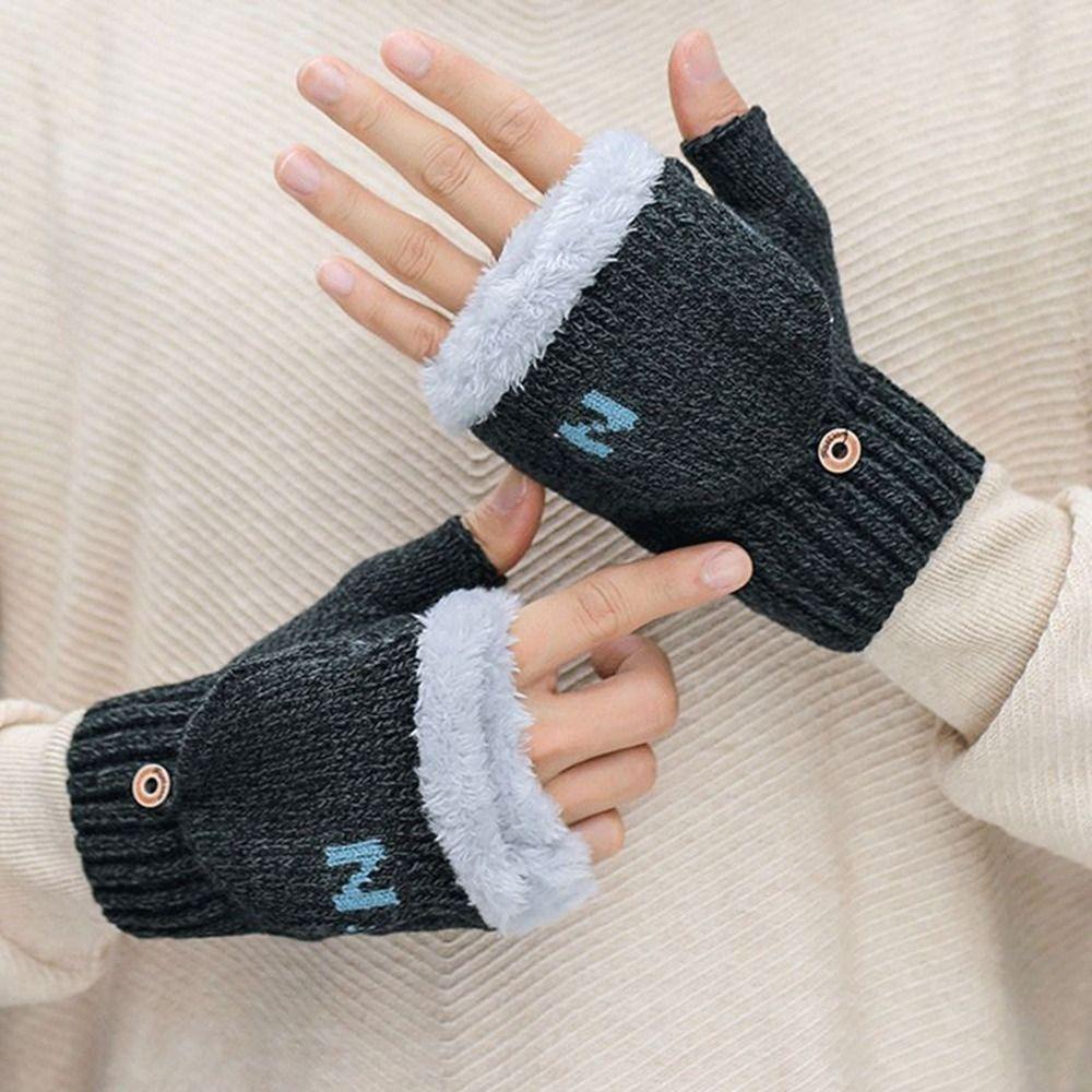 Woolen Cloth Flip Cover Gloves Thickened Mittens Gloves Fashion Winter Gloves  Outdoor Sports