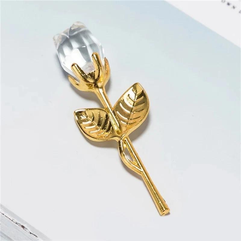 Figurine cu flori de trandafiri din sticlă de cristal Artizanat Favoruri de Ziua Îndrăgostiților Cadoul iubitorilor de Crăciun Suvenir acasă Ornamente de decorare a nunții