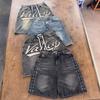 Unisex Retro Letter Rhinestone Denim Shorts Women Summer Vintage Loose Black Shorts Men Streetwear Casual Pants