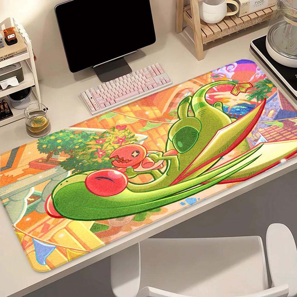 Large Mouse Pad Non-Slip Desk Mat Stitched P-Pokemon Flygon Edges Gaming Mousepad for PC Laptop Computer Office Home Table Decor