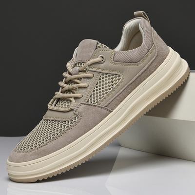 Men's Shoes Men's Soft-soled Breathable Hollow Fly-woven Mesh Shoes British Cowhide Casual Sports Shoes Board Shoes
