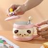 Cartoon-Kuchen Keramiktasse mit Deckel mit Löffel Tasse Mädchen Herz Wasserbecher Mädchen Geburtstagsgeschenk Souvenir