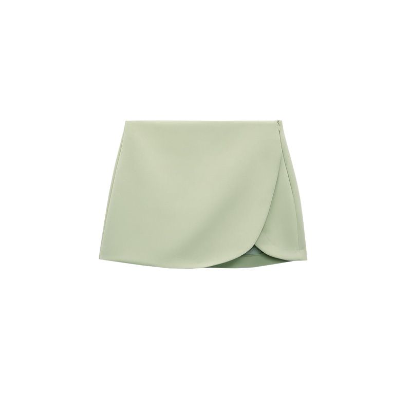 

New Asymmetric Casual Shorts High Waist Skirt Light blue green S