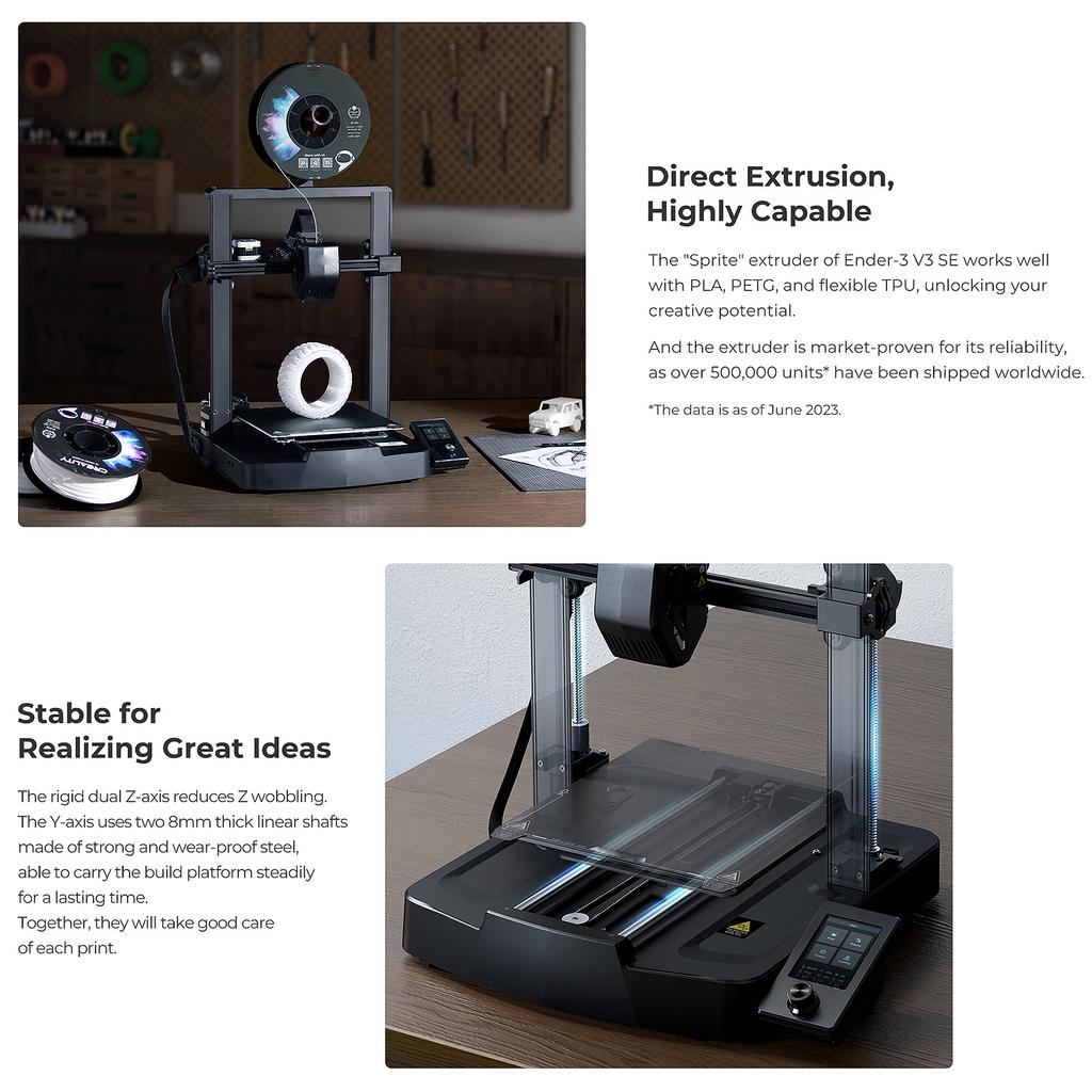   Ender-3 V3 SE 3D Printer with CR Touch Auto Leveling 220*220*250mm Printing Si E and   Direct Extruder Stable Dual  -  Ensuring High 