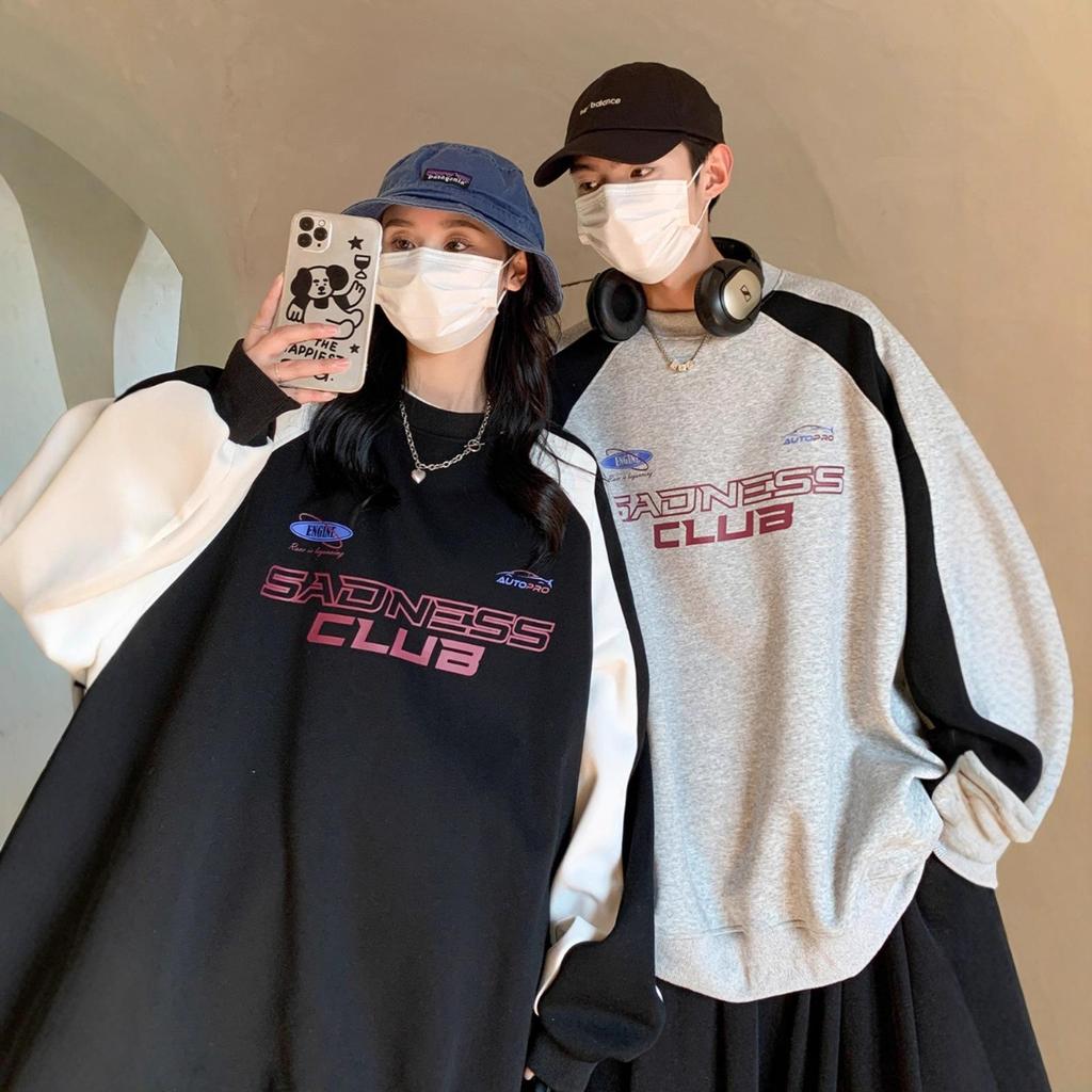 Vintage Rundhals Pullover Herren Frühling und Herbst Schwerer Amerikanischer Vintage Herbst Trendiges High Street Oberteil Langarm