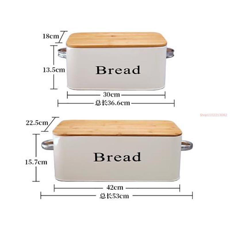 Übergroße französische Bambusabdeckung Binaurale Brotdose Groß Klein Lagerung Rechteckiger verzinkter Eisenbehälter Organizer