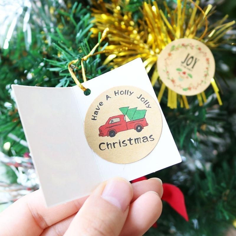 120Pcs Christmas Joy To The World Have A Holly Jolly Cake Packaging Sealing Label Kraft Sticker LS