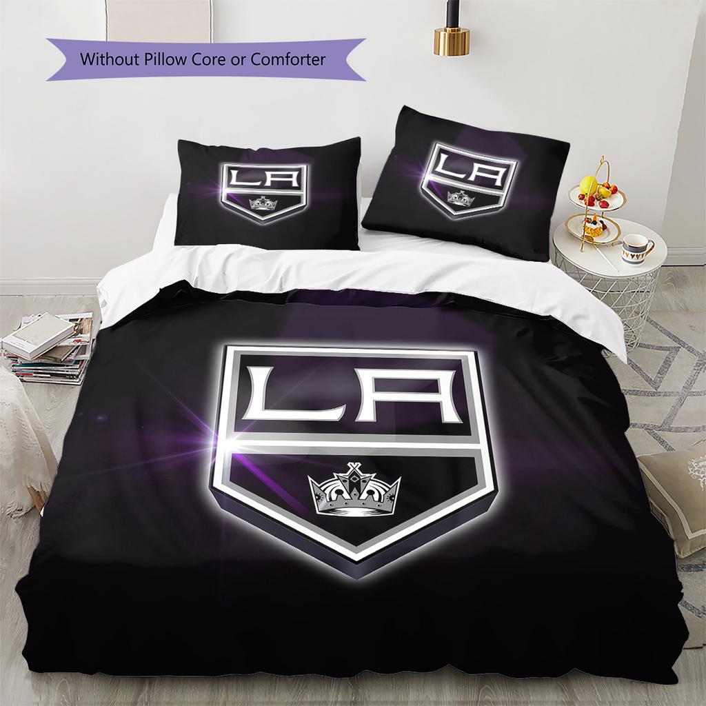 Los Angeles Kings Pattern Bedding Quilt Set Home Decoration Gift (1 * duvet cover + 2 * pillowcase without core).xwn