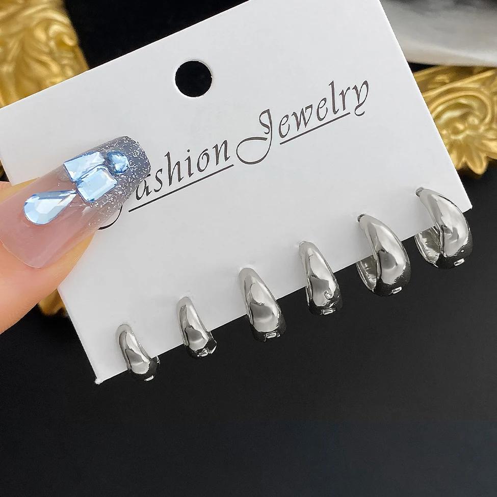 6 Pcs Vintage Copper Metal Earrings Set For Women And Man Fashionable And Minimalist Hoop Earring Daily Wear Jewelry New 2026