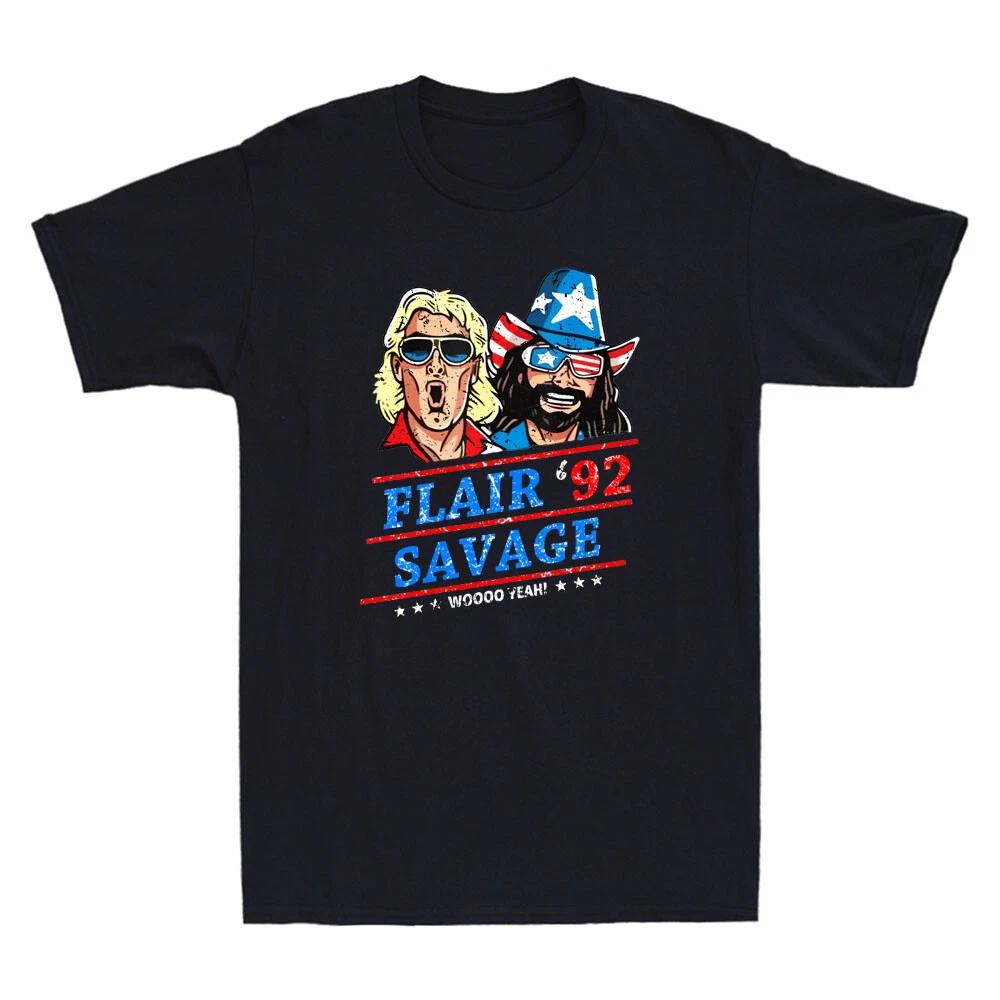 Flair and Macho Man Randy Savage Woo Yeah Funny Wrestling Vintage Men s T-Shirt XL