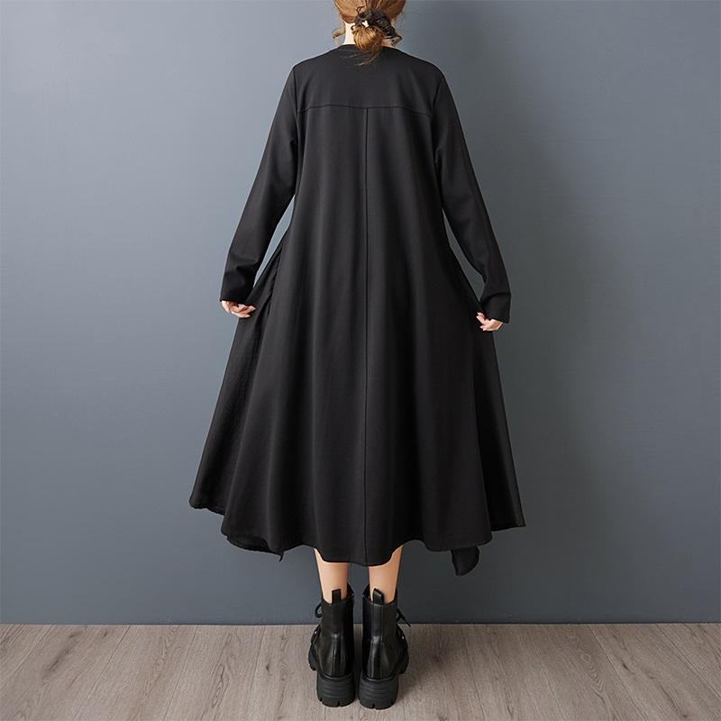 Long sleeve plus size Black vintage e new in dresses for women casual loose spring autumn dress