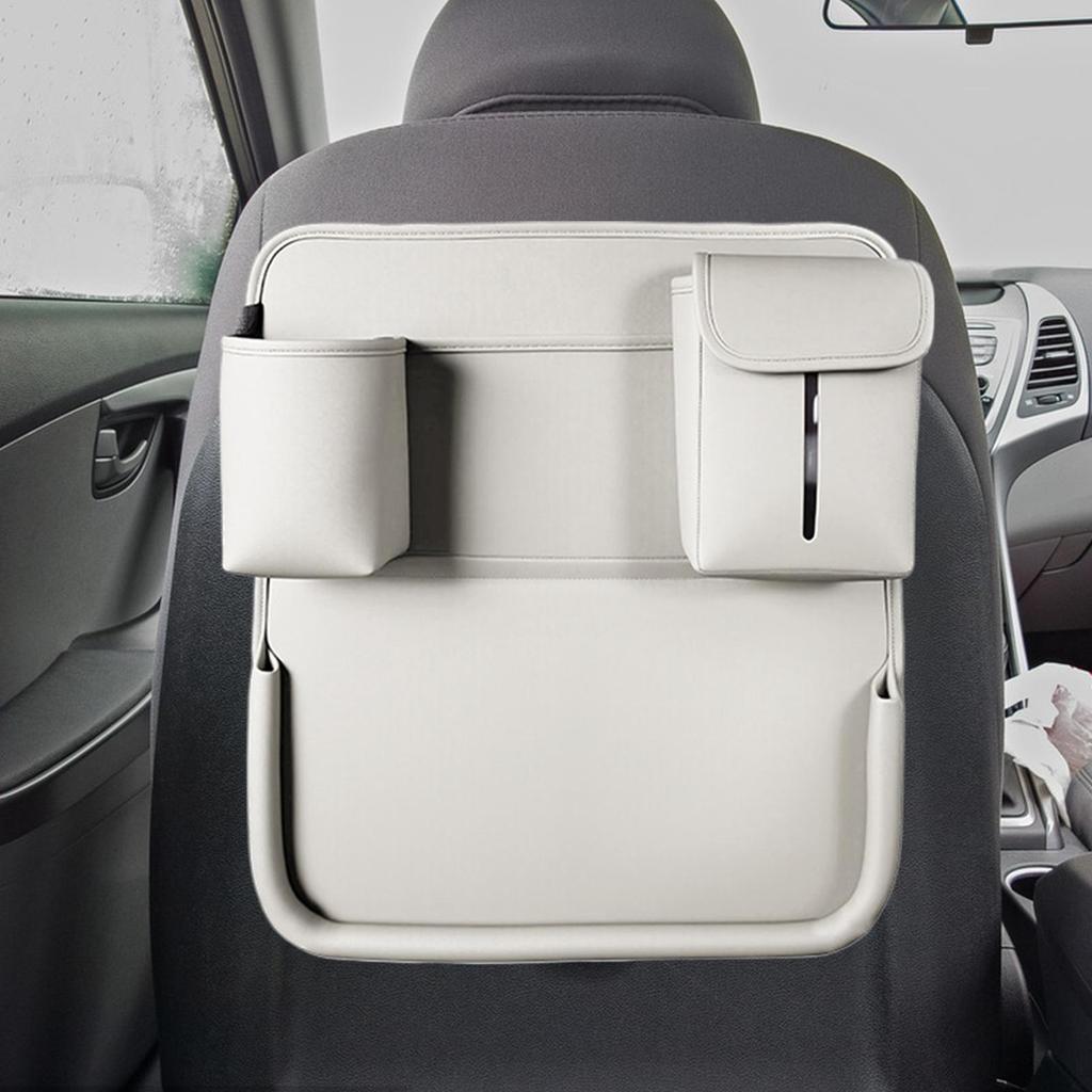Car Tray For Kids PU Leather Foldable Multifunctional Auto Accessories Seat Back Organizer For Vehicle Truck SUV Van Door Road