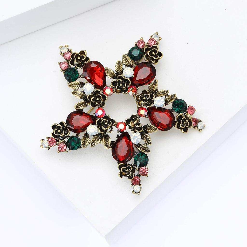 Fashion Versatile Alloy Rhinestone Pentagram Brooch Christmas Men'S And Women'S Suit Coat Corsage Ornament Pin