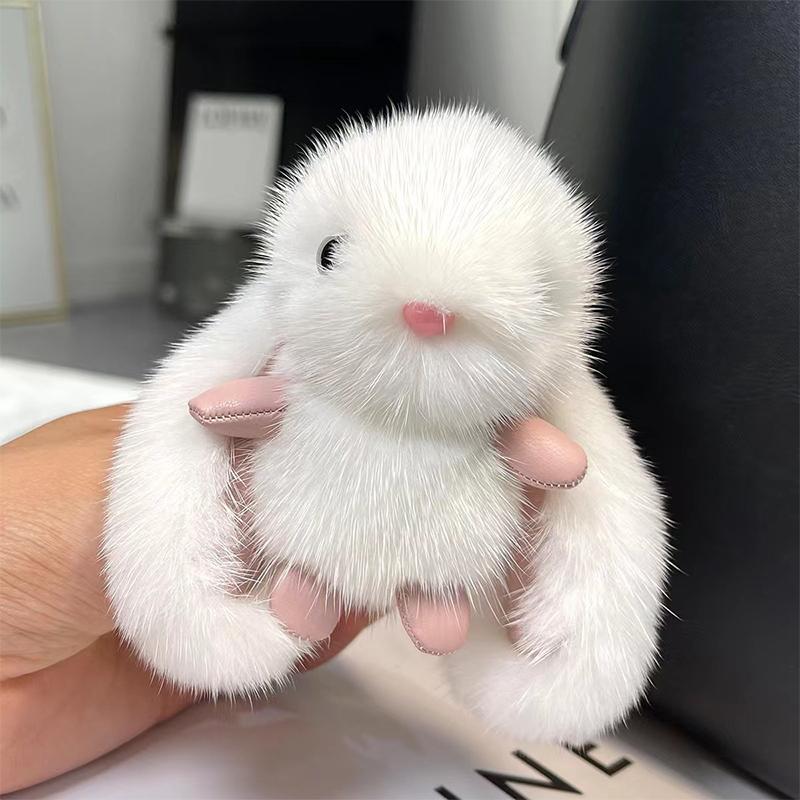 Cute Furry Rabbit Keychain Key Rings Holder Decorations Bag Pendants Lovely Gift Accessories