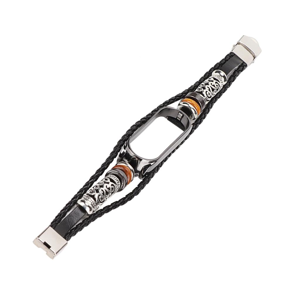 Leather Strap Compatible for Xiaomi Mi Band 6 Bracelets Ethnic Style Retro Watch Band Wristbands