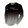 Text Paris France Solid Casual Long Sleeve T-shirt For Men Clothing Sport Fitness Breathable Loose T Shirts Print Gradient Tee