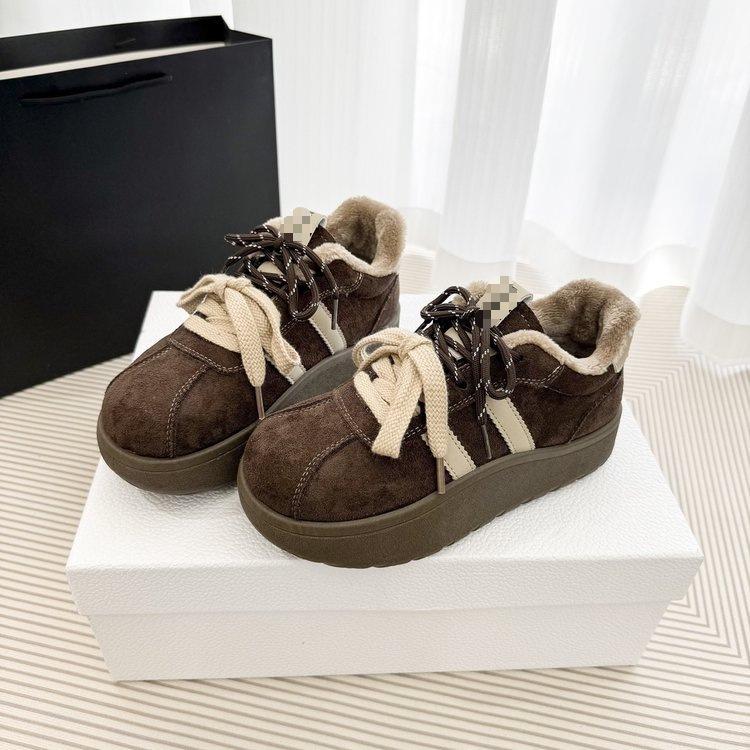 Retro Velvet German Training Shoes Winter New Thick-soled Heightening Casual Sports Board Shoes Warm Cotton Shoes