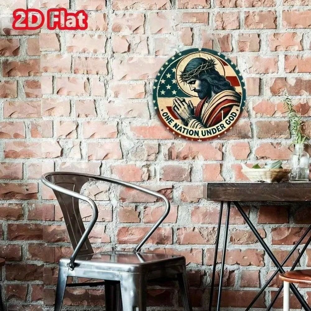 Metal Wall Sign Jesus Religious Patriotic Aluminum Poster for Home Outdoor