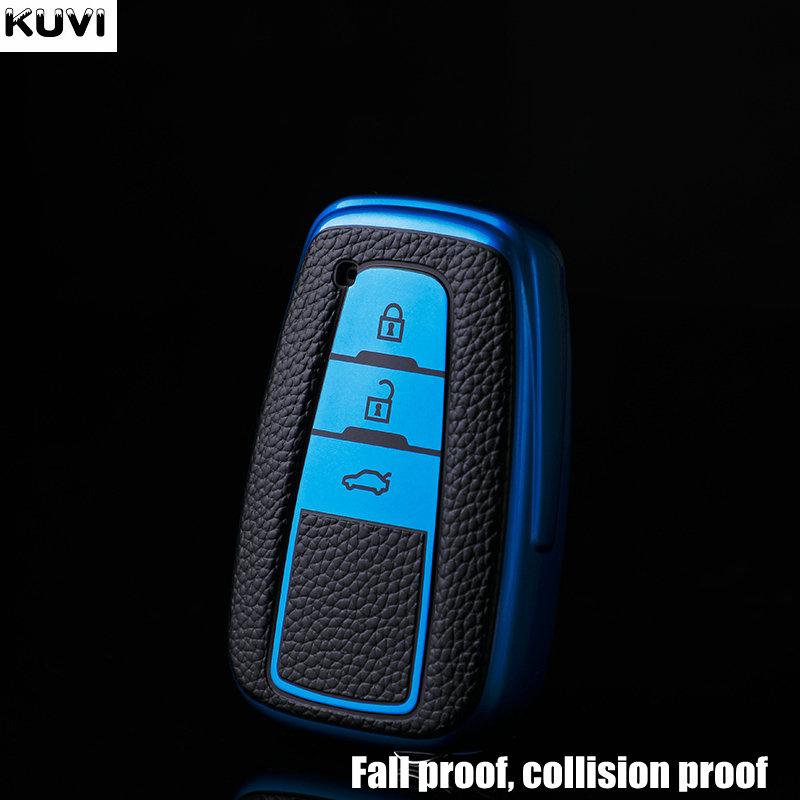 Leather Tpu Car Remote Key Case Cover Shell Fob For Toyota Corolla Prius Camry Chr C-Hr Rav4 Altis Land Cruiser Prado Keyless