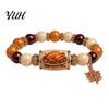 Gratitude Holiday Jewelry Thanksgiving Bracelet for Women, Beaded with Elastic Fit Maple Leaf Charm, Stretch Fall Harvest