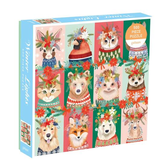 500Pcs/Set Christmas Jigsaw Puzzle Four Seasons Cityscape Animal Puzzle Challenge Game Educational Puzzle Toy Holiday Party Family Activity Decoration