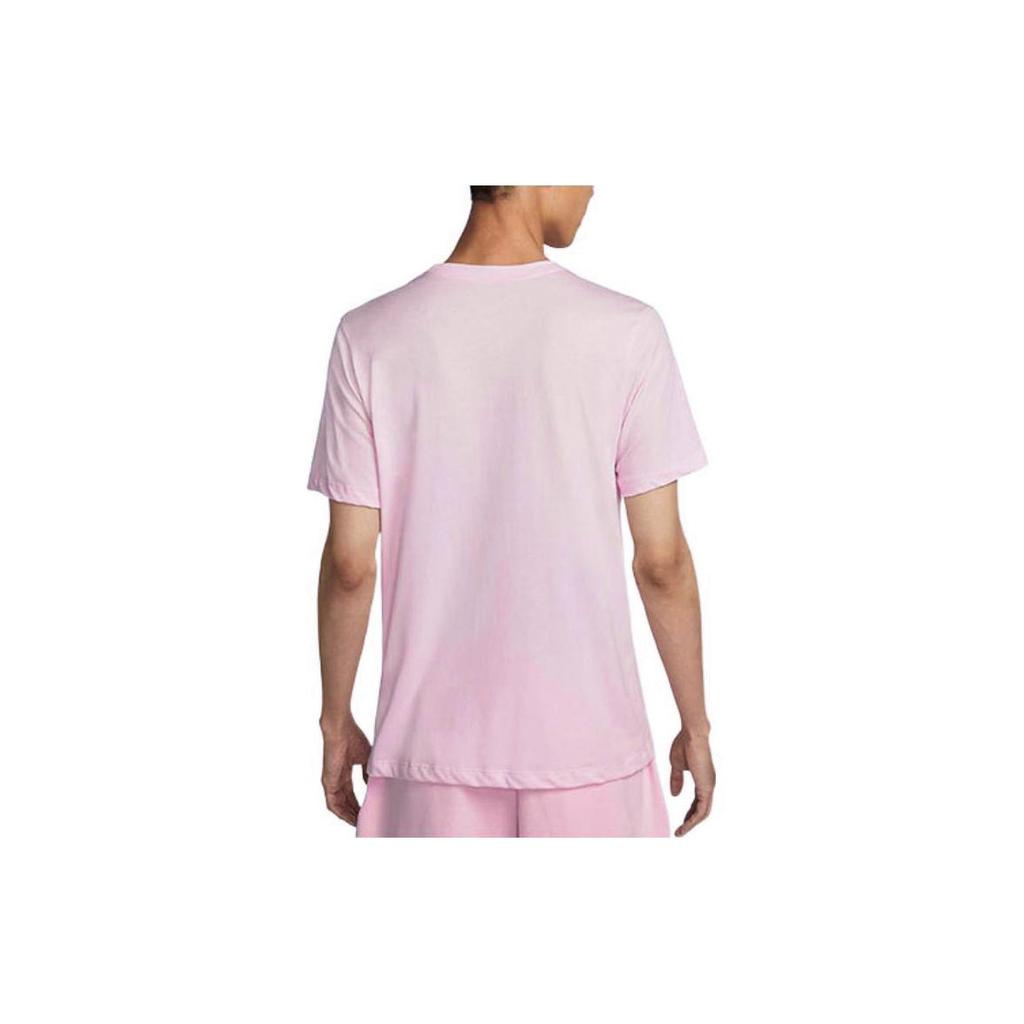 Nike Embroidered Logo Knit Crew Neck T-Shirt Men Tops Pink AR4999-665