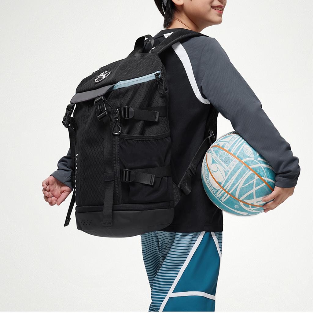 Anta Basketball Series Casual Large Capacity Zipper Closure Fabric Backpack Kids Backpack Black 392458151