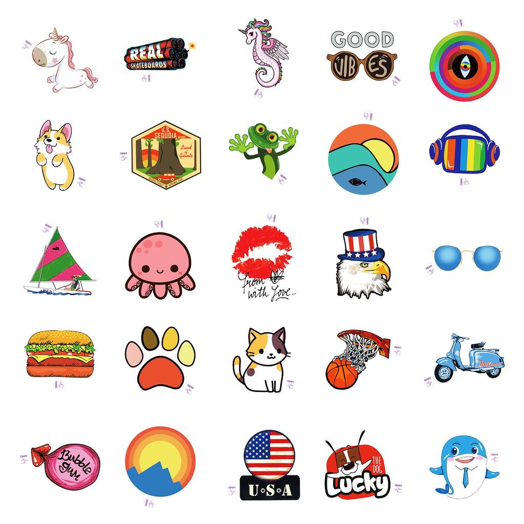 50 Creative Easy-To-Tear Small Ear Graffiti Stickers Decorative Creative Hand Account Stickers