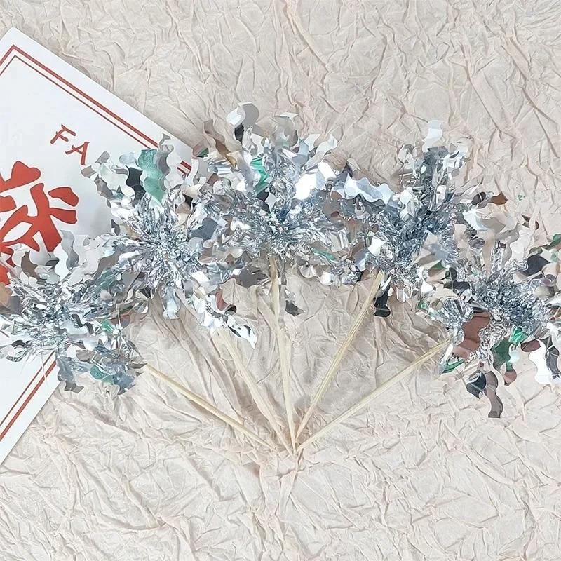 5/20Pcs Birthday Glitter Cake Topper Colorful Fireworks Tassels Cupcake Topper Wedding Baby Shower Baking Dessert Cake Decor