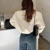 Women Fashion with Pockets Bomber Jacket Coats Vintage Long Sleeve Front Button Casual Female Outerwear Chic Tops