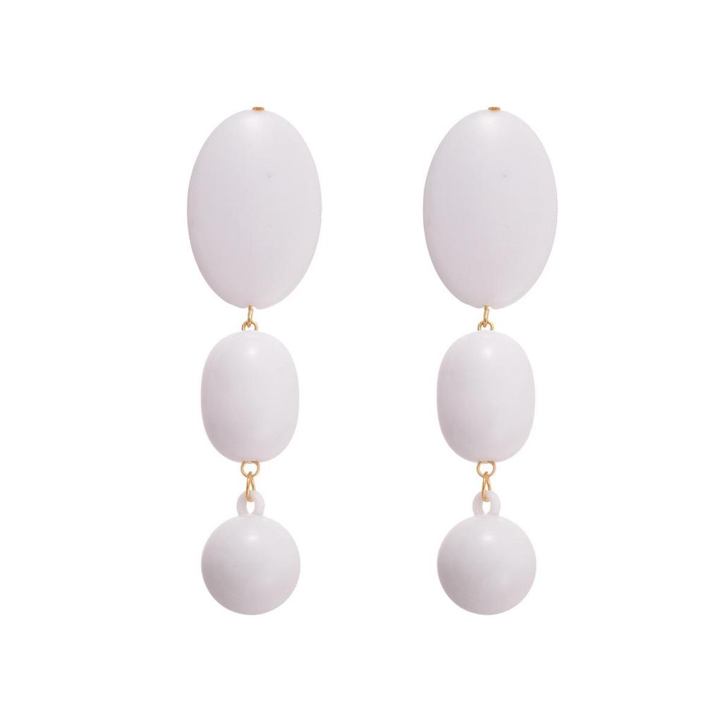 European & American Geometric Silver Needle Statement Earrings - Acrylic Oval & Round Design for Women