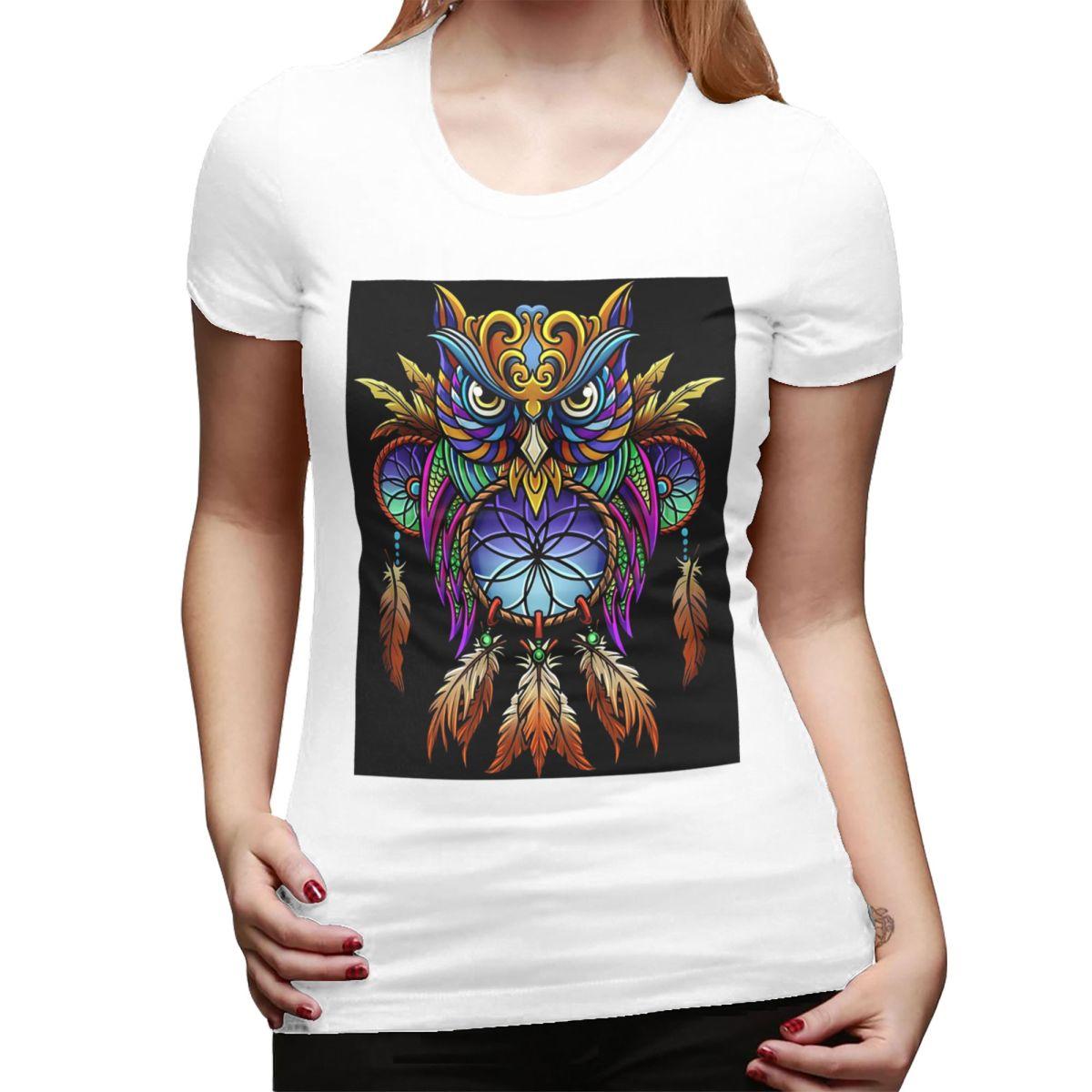 

Dreamcatcher Owl TShirt for Women Crew Neck Streetwear T Shirts Womens Tees Short Summer Clothes Tops S