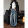 Johnature Vintage Polished Washed Jeans Loose Wide Leg Spring Summer Casual Denim Casual Women Trousers
