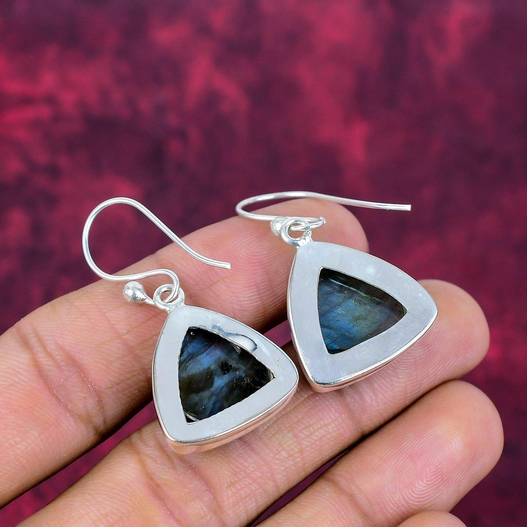 Labradorit 925 Sterling Silber Ohrringe, handgefertigte Edelstein Ohrringe Schmuck, Geschenke für Frau Brandneue Ohrringe