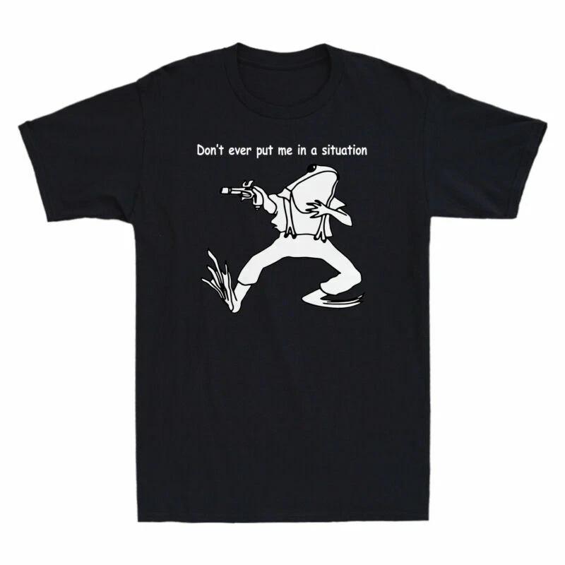 Don t Ever Put Me In A Situation Funny Frog Gangster with Gun Meme Men s T-Shirt S