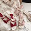 Niche French Sandals Wear New Summer Simple Rhinestone Skirt Stiletto Cool Slippers