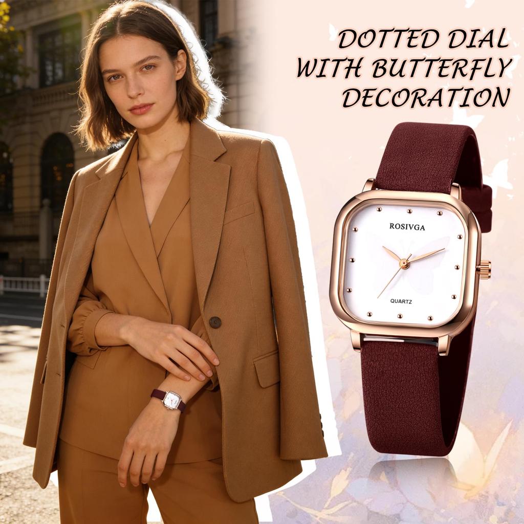 Women's Watch Leather Strap Simple Antique Square Analog Waterproof Leather Belt Casual Business Fashion Watch Women's Accessories - Birthday