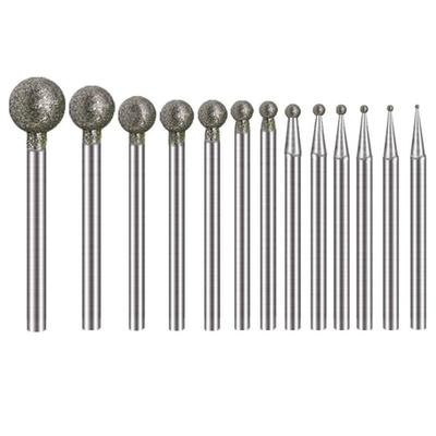 5Pcs Diamond Round Burring Sanding Drill Bit Grinding Head 2.35mm Shank Carve Precision Carving Tool 0.5mm-8mm