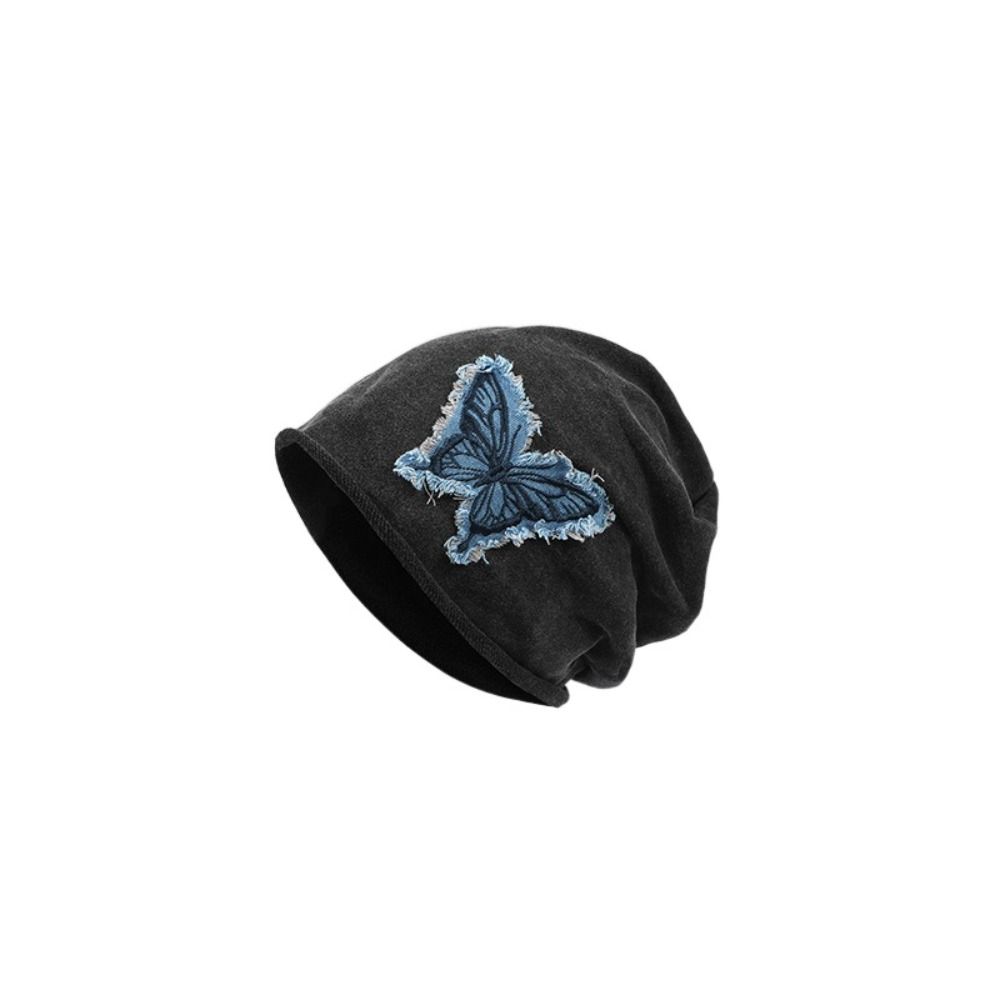 Patch Retro Skullies College Style Pullover Hat Casual Butterfly Beanies  Outdoor