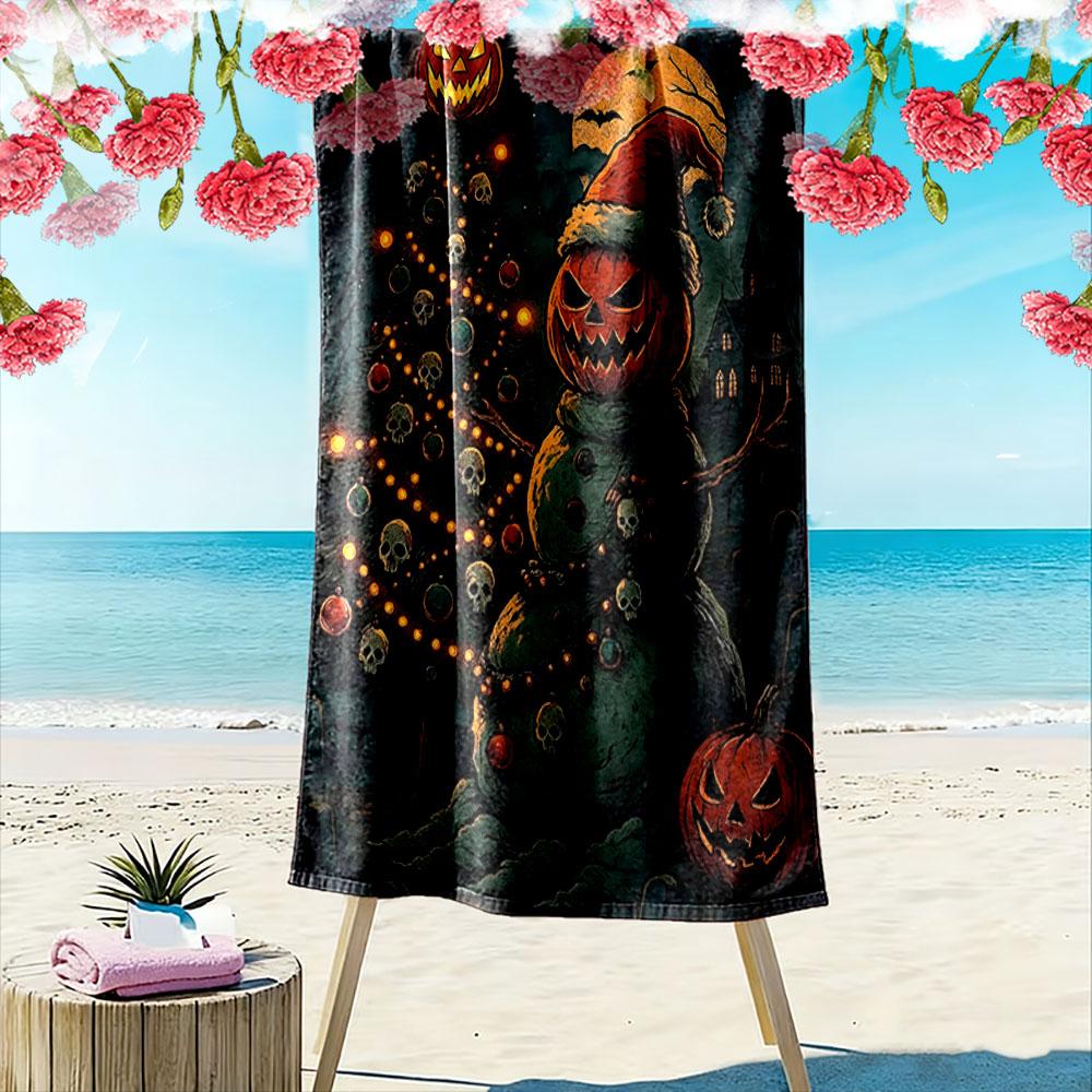 Haunting festive fusion Print beach towel, quick drying, suitable for travel, outdoor sports, jogging, the beach and swimming, gift