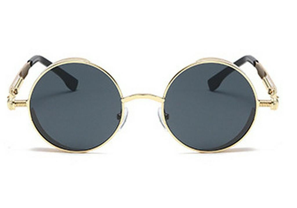 Versatile European-American Steampunk Metal Sunglasses with Spring Legs - Model 58028