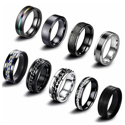 Titanium Steel Rotating Chain Ring Set for Men and Women - 9 Pieces (2024 Fashion)