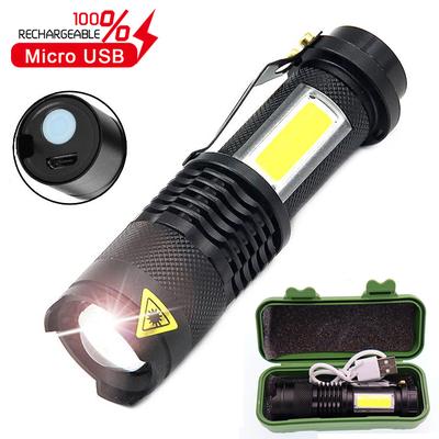 Outdoor LED Torch USB Rechargeable Flashlight Police Zoom Camping Lamp Light F