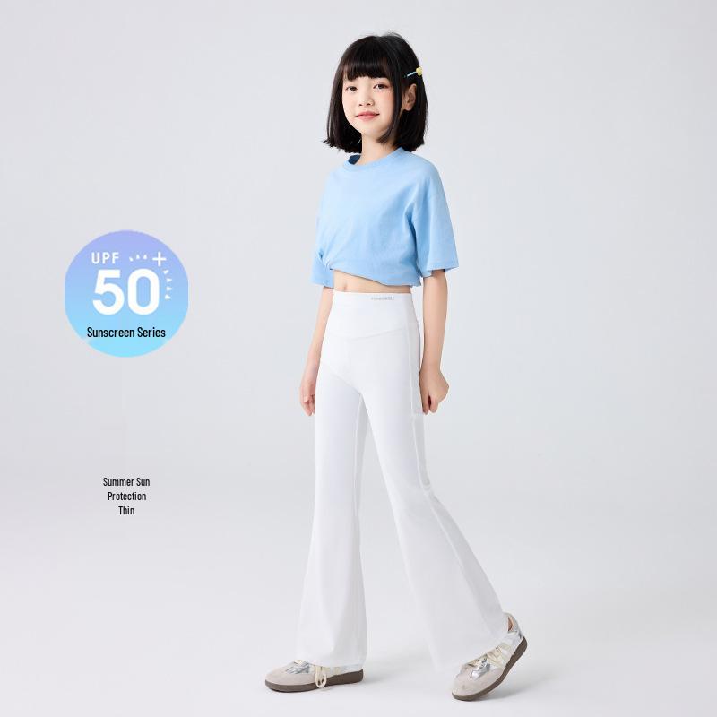 Girls High-Waisted Summer Flared Pants with UPF50 Sun Protection 140 cm