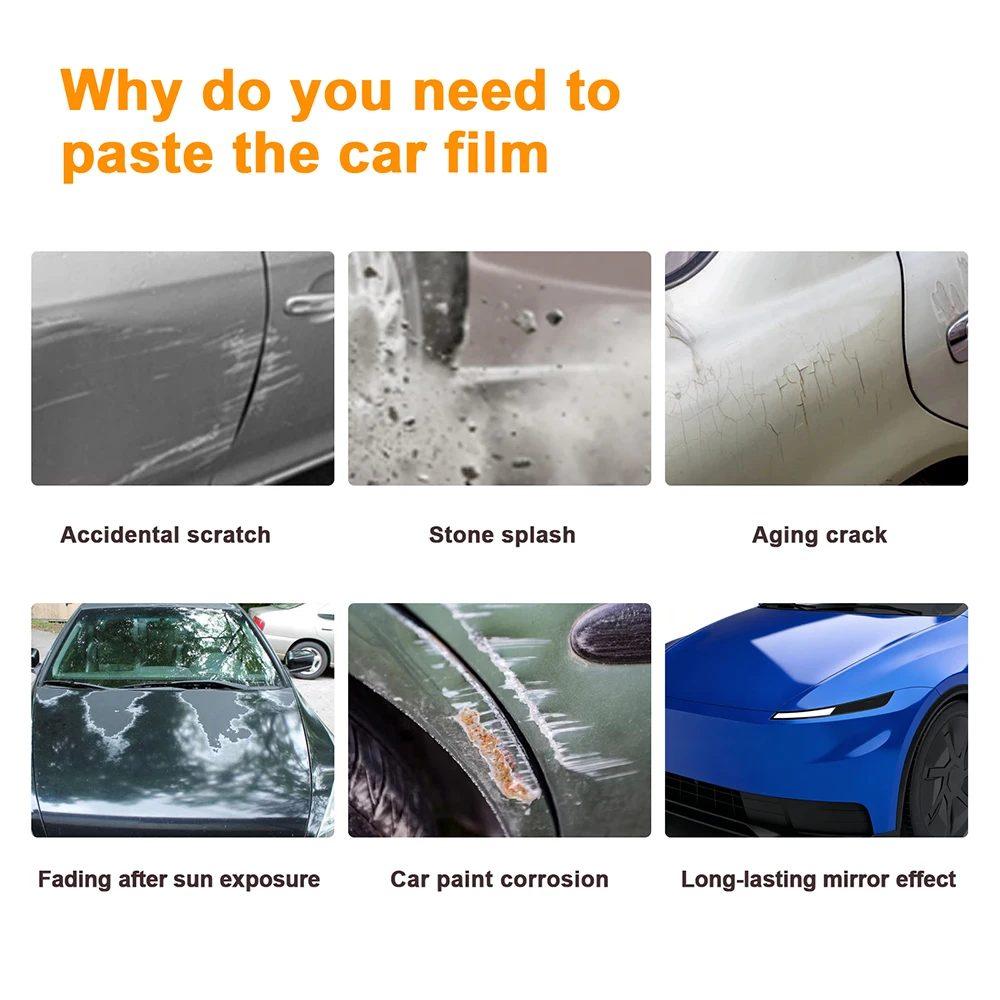 TPU Car Headlight Protective Film For Tesla Model Y Standard 26-27 Transparent&Smoked black Anti-Scratch External Accessories