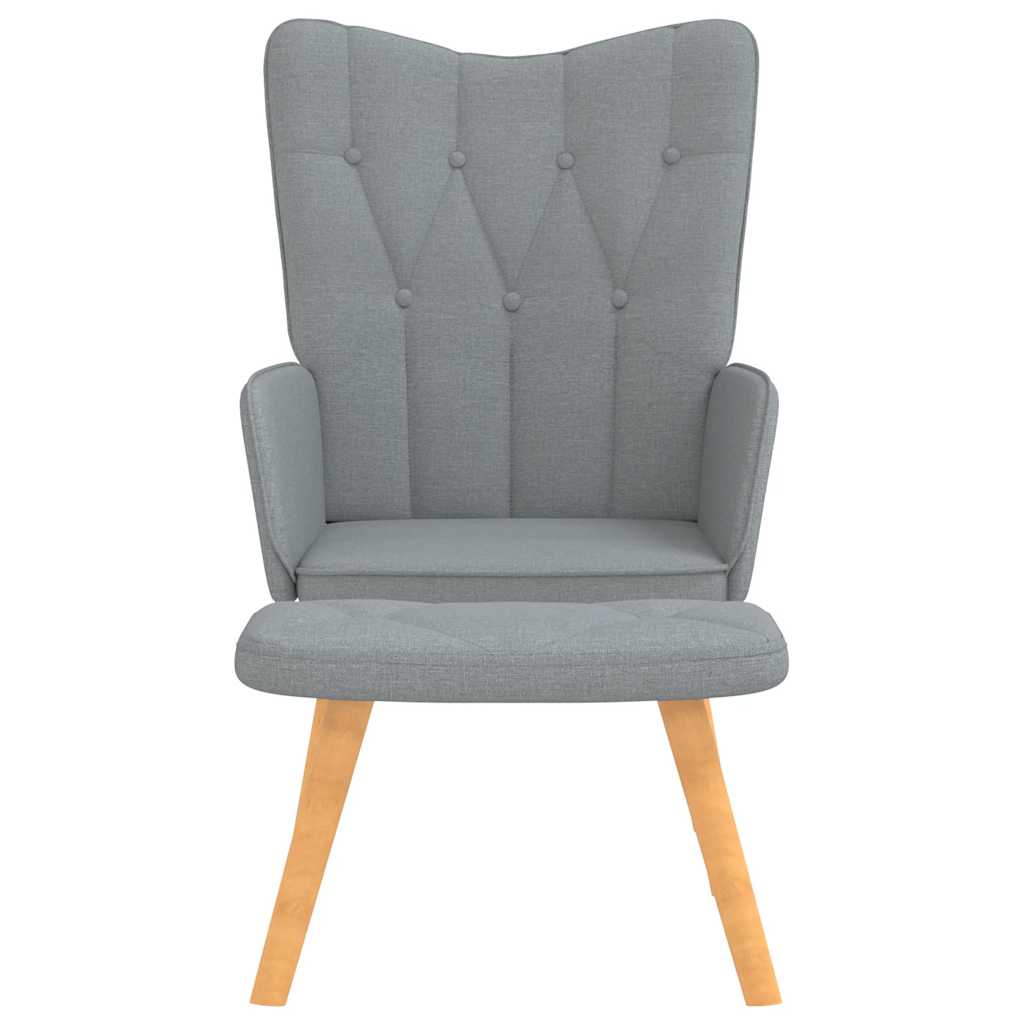 Vidaxl Armchair with Footrest, Light Gray, Fabric Upholstered