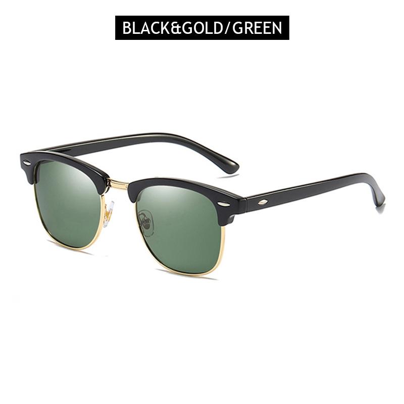 

Classic Half Frame Polarized Sunglasses Men Women Retro Rivet Small Sun Glasses Male Popular Black Anti Glare Travelling Shades Polarized