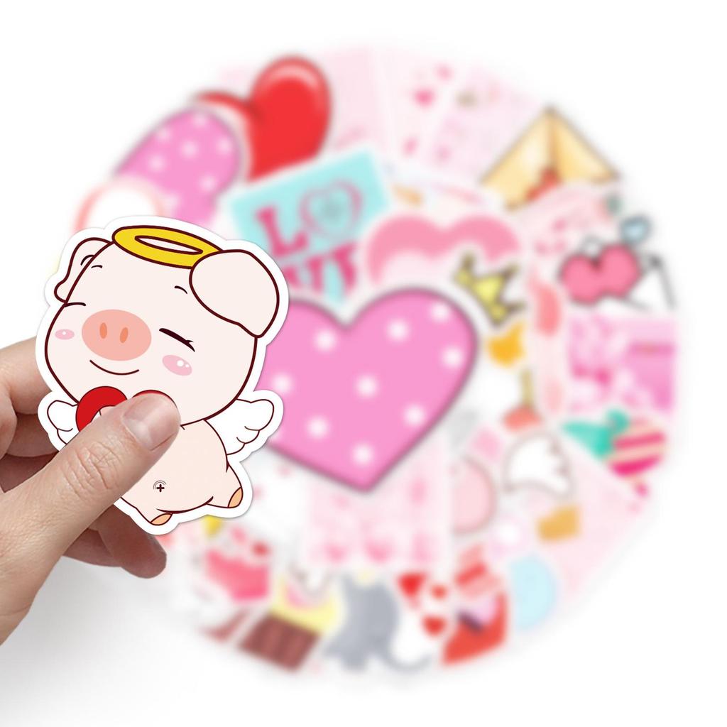 50PCS Heart-Shaped Valentine's Day Stickers for Wedding, Laptop, Luggage, Phone Decor.
