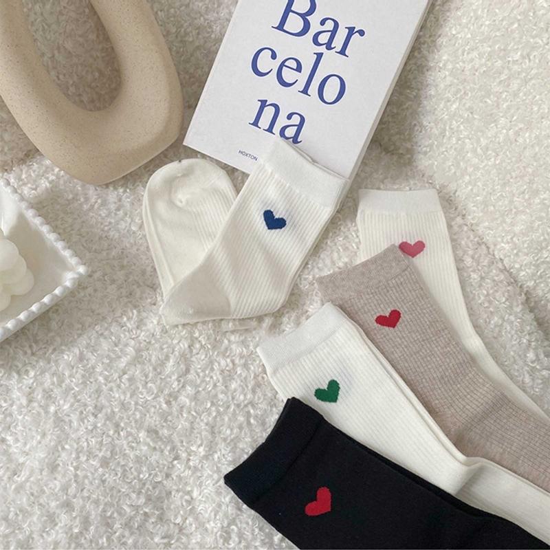 Women Thin Cotton Socks,Soft Cotton Bootie Socks Cute Above Ankle Crew Socks Combed Cotton Heart Ankle Socks Gift